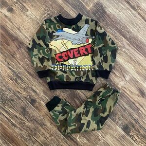 Vintage 1990s Toddler Covert Operation Camouflage Crewneck And Sweatpants Set 2T